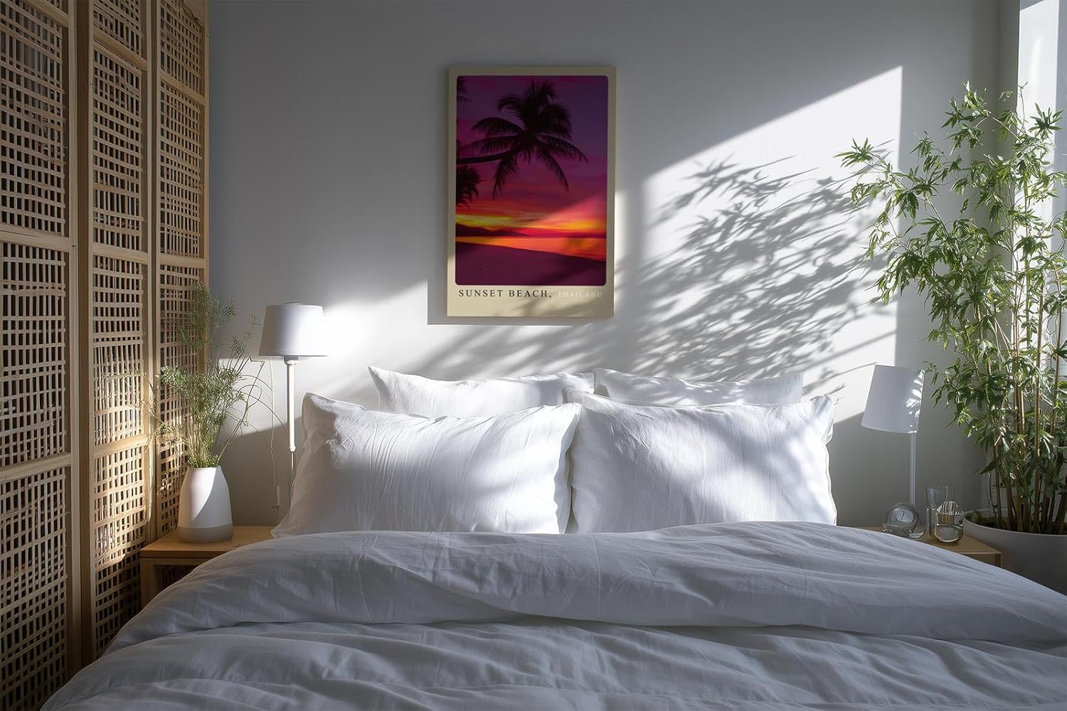 Paul Sinus Kunstdruck 40x60cm Sunset Beach Thailand – Tropischer Strand mit Palmen bei Sonnenuntergang in leuchtenden Farben