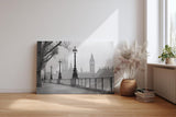 Sinus Art Wandbild 120x80cm Klassische London-Szene mit Laternenreihe und ikonischer Silhouette – elegant und urban
