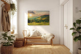 Sinus Art Wandbild 120x80cm Sanfte Hügellandschaft mit kräftigem Sonnenaufgang in natürlicher Weite