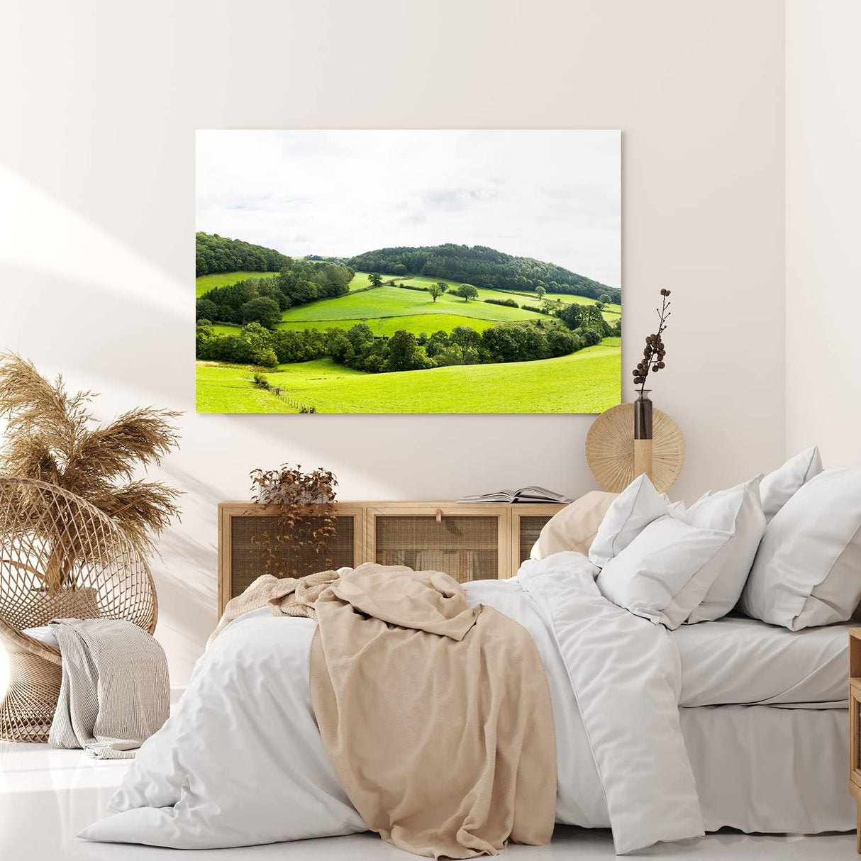Paul Sinus Wandbild 120x80cm Landschaft Natur Berge Hügel Grün Bäume Wiese