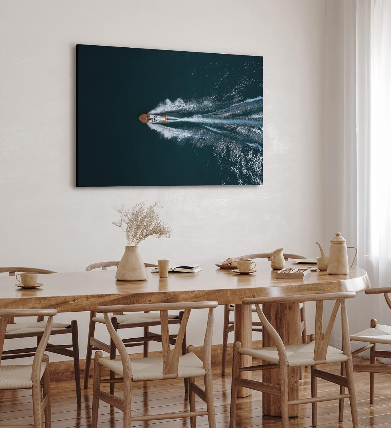 Paul Sinus Wandbild 120x80cm Speedboot aus der Luft Motorboot Sportboot Meer