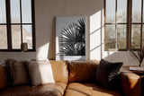 Paul Sinus Wandbild in 40x60cm Palm Shadows – Schwarz-weißes Palmenblattmotiv mit markanten Lichtund Schattenspielen
