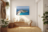 Sinus Art Wandbild 120x80cm Satte Türkistöne, weiße Felsen und mediterranes Flair gestochen scharf