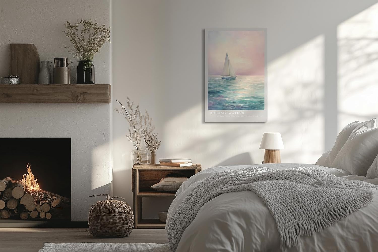 Paul Sinus Leinwandbild 40x60cm verträumtes Segelboot auf ruhigem Meer mit sanften Pastelltönen und harmonischer Lichtstimmung – kunstvolles Leinwandbild