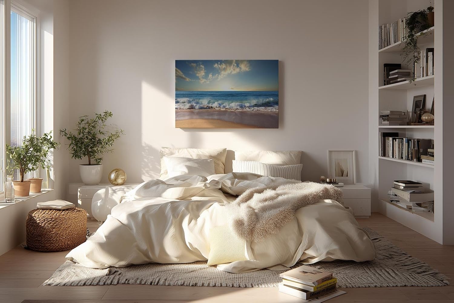 Sinus Art Wandbild 120x80cm Die brechenden Wellen im goldenen Licht erzeugen Ruhe und Dynamik zugleich