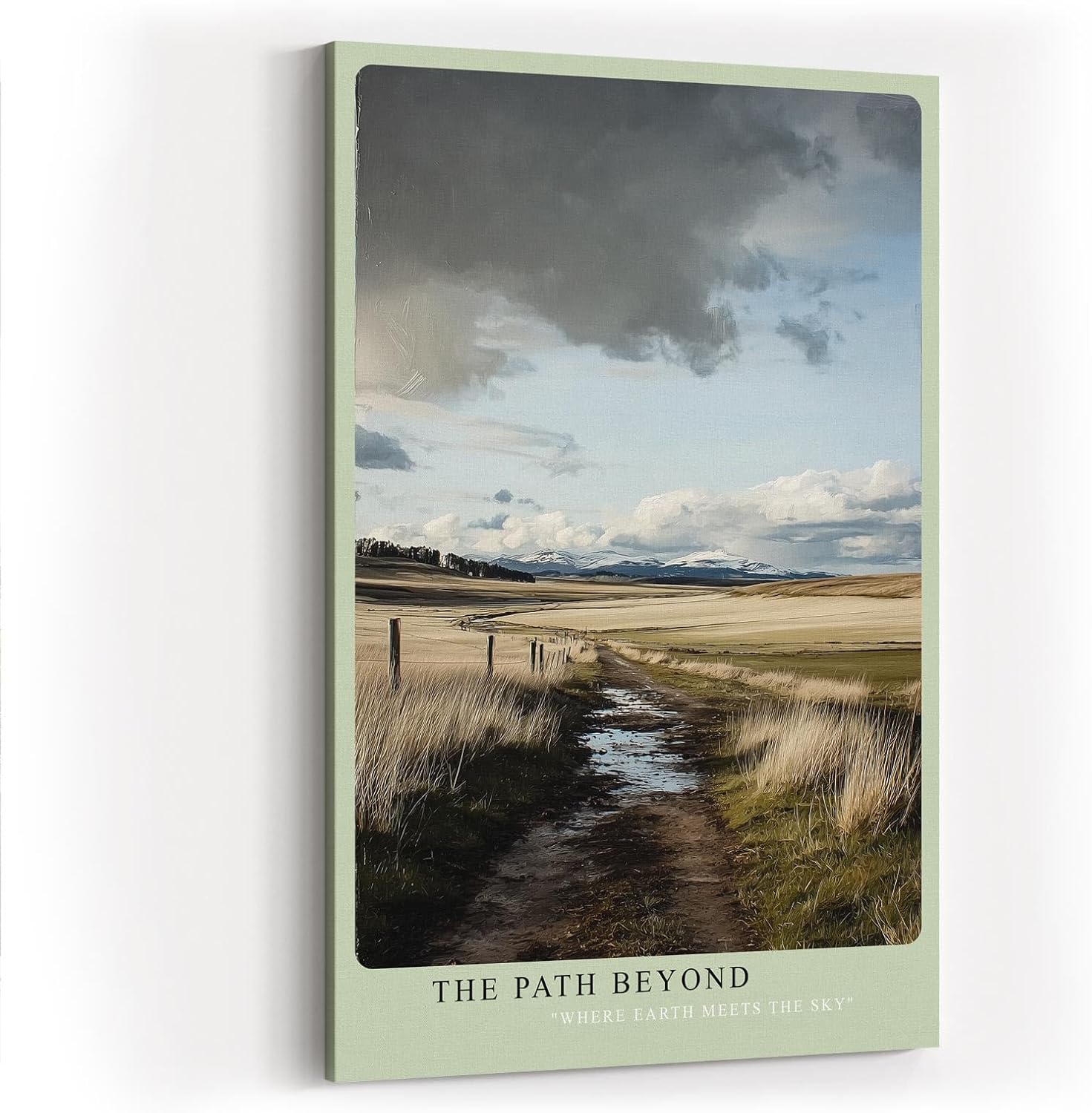 Paul Sinus Wandbild in 40x60cm weiter Feldweg unter wechselndem Himmel – atmosphärisches Landschaftsmotiv für natürliche Raumakzente