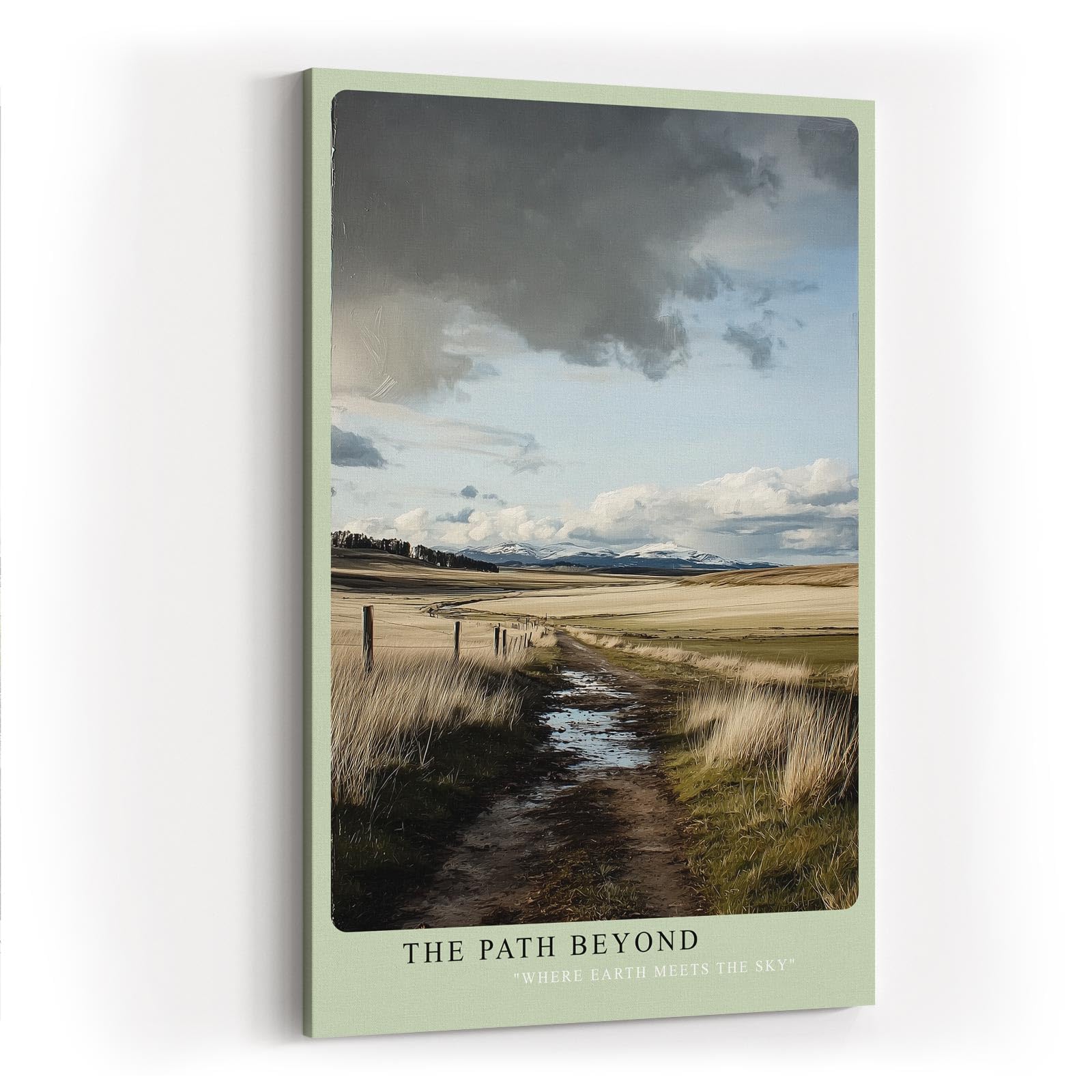 Paul Sinus Wandbild in 40x60cm weiter Feldweg unter wechselndem Himmel – atmosphärisches Landschaftsmotiv für natürliche Raumakzente