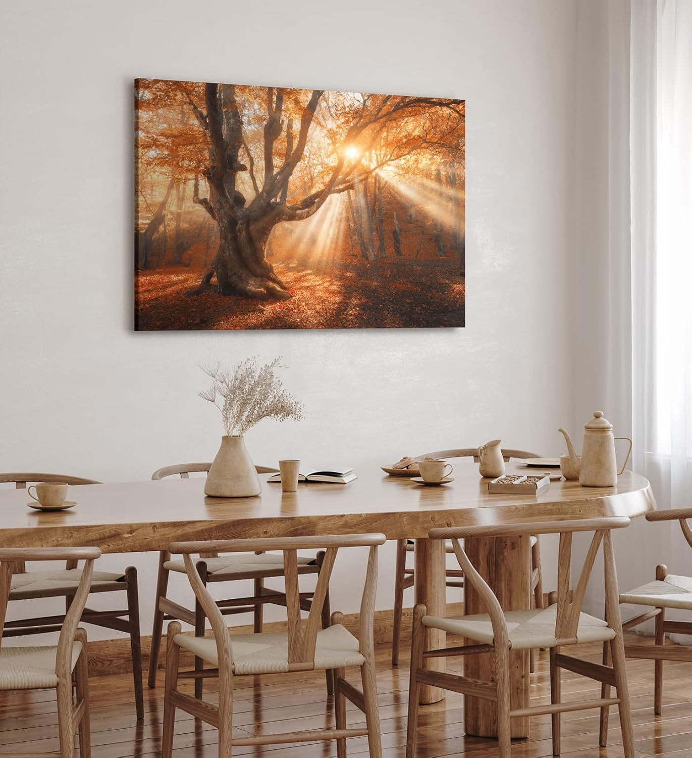 Paul Sinus Wandbild 120x80cm Große Eiche Baum Herbst Herbstblätter Sonnenstrahl Wald