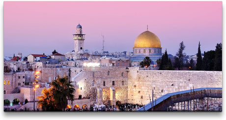 Jerusalem ca. 130x70cm Wandbild inklusive Schattenfugenrahmen schwarz - Panorama Leinwand Bild XXL Format Wandbilder Wohnzimmer Wohnung Deko Kunstdrucke