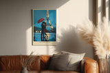 Paul Sinus Wandbild in 40x60cm The Paris Night – romantische Pariser Nachtszene mit Paar und rotem Schirm vor dem Eiffelturm für elegante Raumgestaltung