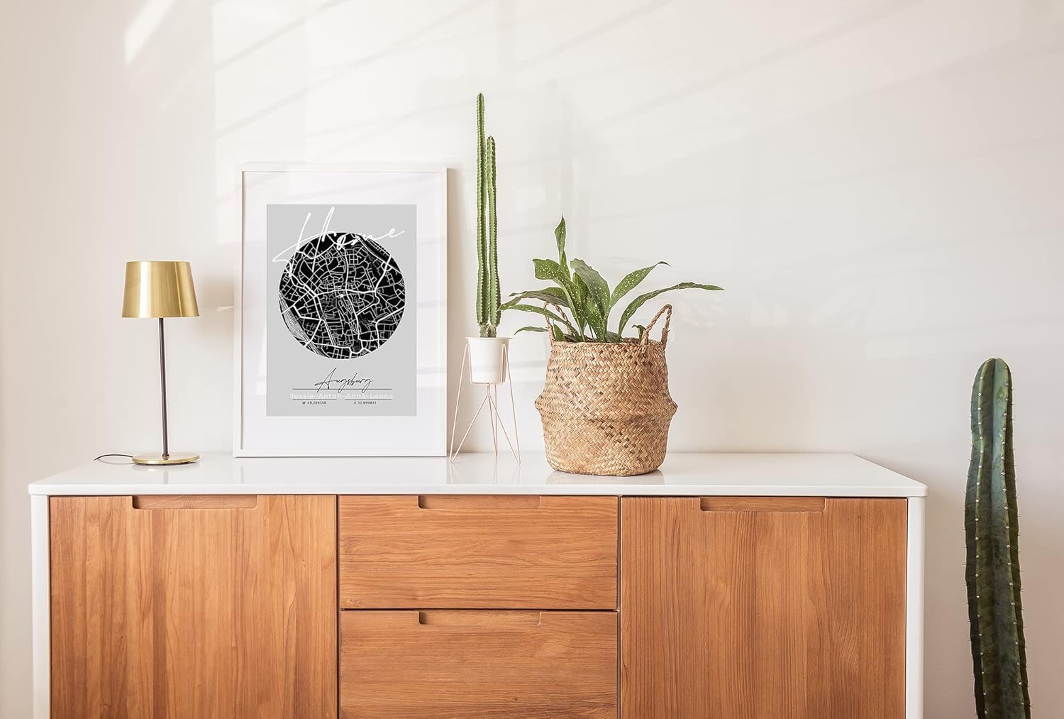 Paul Sinus personalisierter Bilderrahmen mit deinen GPS Koordinaten und Namen. 30cm x 42cm Holz Wechselrahmen mit Glas und Passepartout. Individueller Stadtplan. (ohne Rahmen)