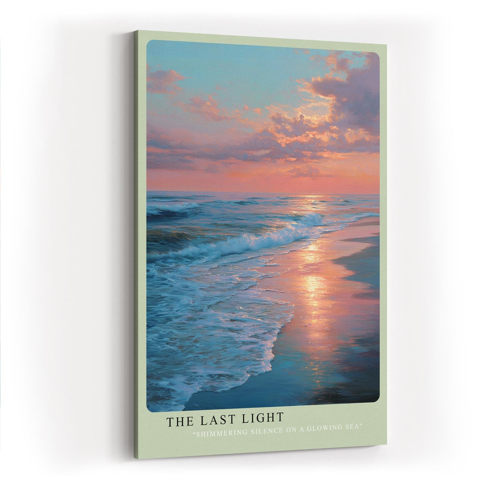 Paul Sinus Wandbild in 40x60cm Letztes Licht am Meer mit leuchtendem Sonnenuntergang und sanftem Wellenspiel