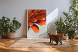 Paul Sinus Kunstdruck 40x60cm Flame in Bloom – rote Blütenblätter mit Tautropfen in leuchtender Nahaufnahme