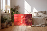 Sinus Art Wandbild 120x80cm Atemberaubende Nahaufnahme einer roten Blüte mit faszinierender Textur und Tiefe