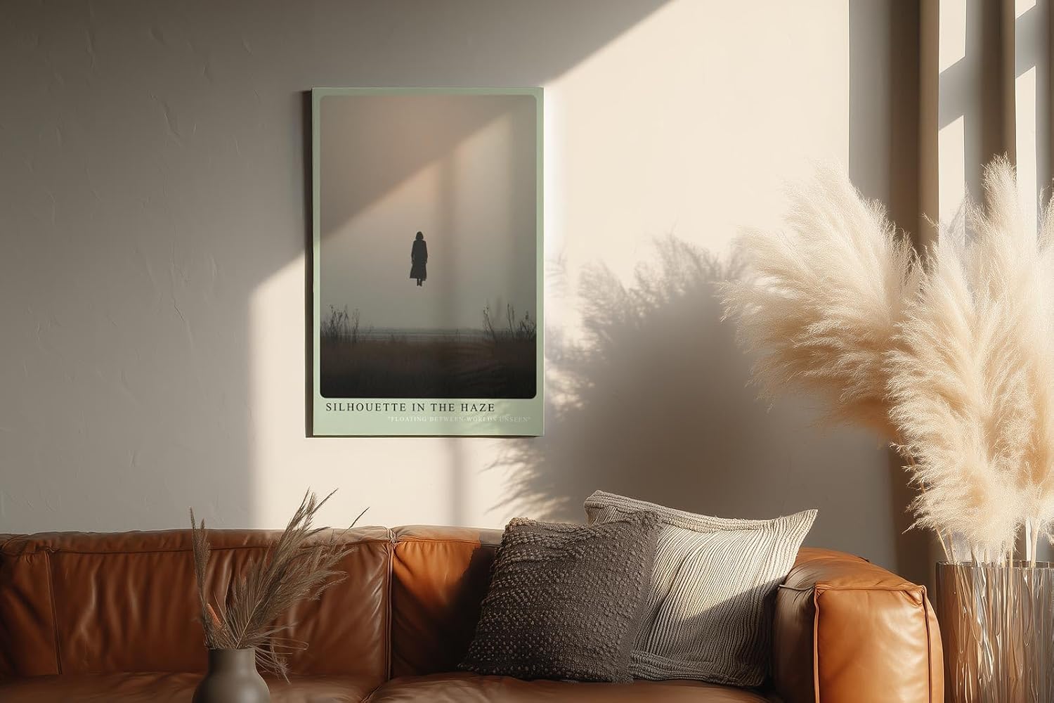 Paul Sinus Wandbild in 40x60cm Schwebende Silhouette in nebliger Landschaft mit minimalistischem Horizont