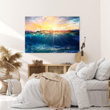 Paul Sinus Wandbild 120x80cm Welle Meer Ozean Sonnenuntergang Sonnenstrahl Wasser