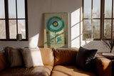 Paul Sinus Wandbild in 40x60cm Circle of Bloom stilisierte Blume in Blauund Grüntönen mit Goldhintergrund elegante Naturkunst auf Leinwand