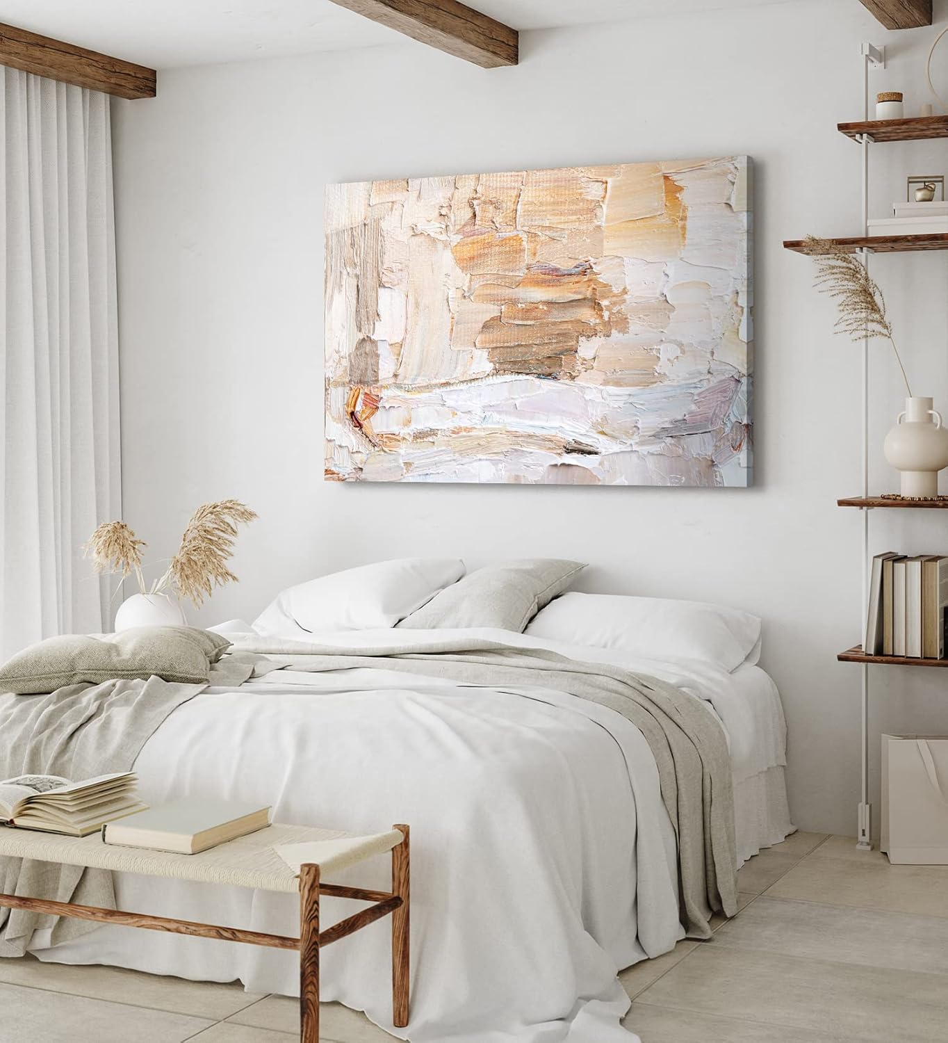 Wandbild 120x80cm Abstrakte Kunst Brauntöne Pastelltöne Spachtelstruktur