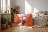 Sinus Art Wandbild 120x80cm Farbexplosion in Orange und Schwarz mit tropfenartigen Elementen und Bewegung