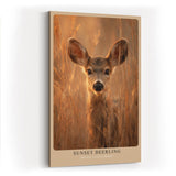 Paul Sinus Wandbild in 40x60cm Sunset Deerling Junges Reh im goldenen Licht des Sonnenuntergangs für warme und naturverbundene Raumgestaltung