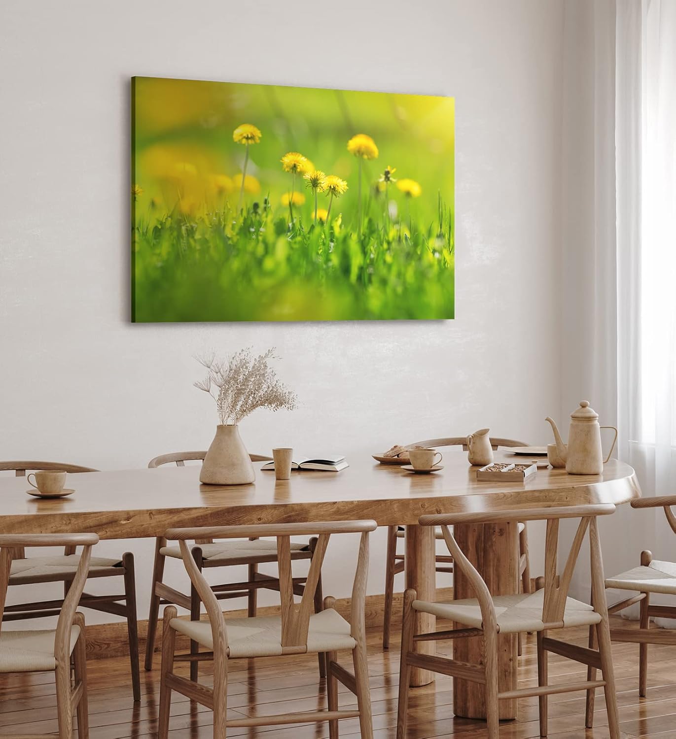 Paul Sinus Wandbild 120x80cm Grüne Wiese Blumen Löwenzahn Wildblumen Sommer