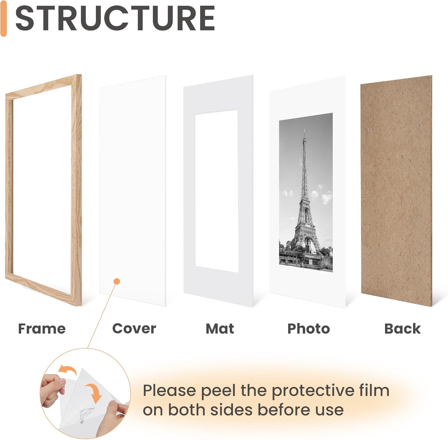 upsimples 3 Pack Bilderrahmen A4 Holz, Picture Frame Holz für Fotos, Bilder, Poster