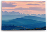 Paul Sinus Wandbild 120x80cm Gebirge Berglandschaft Sonnenuntergang Hügel Blau