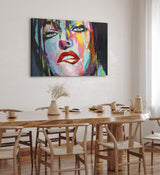 Wandbild 120x80cm Porträt einer jungen Frau Feminin Farbenfroh Abstrakt