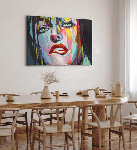 Wandbild 120x80cm Porträt einer jungen Frau Feminin Farbenfroh Abstrakt