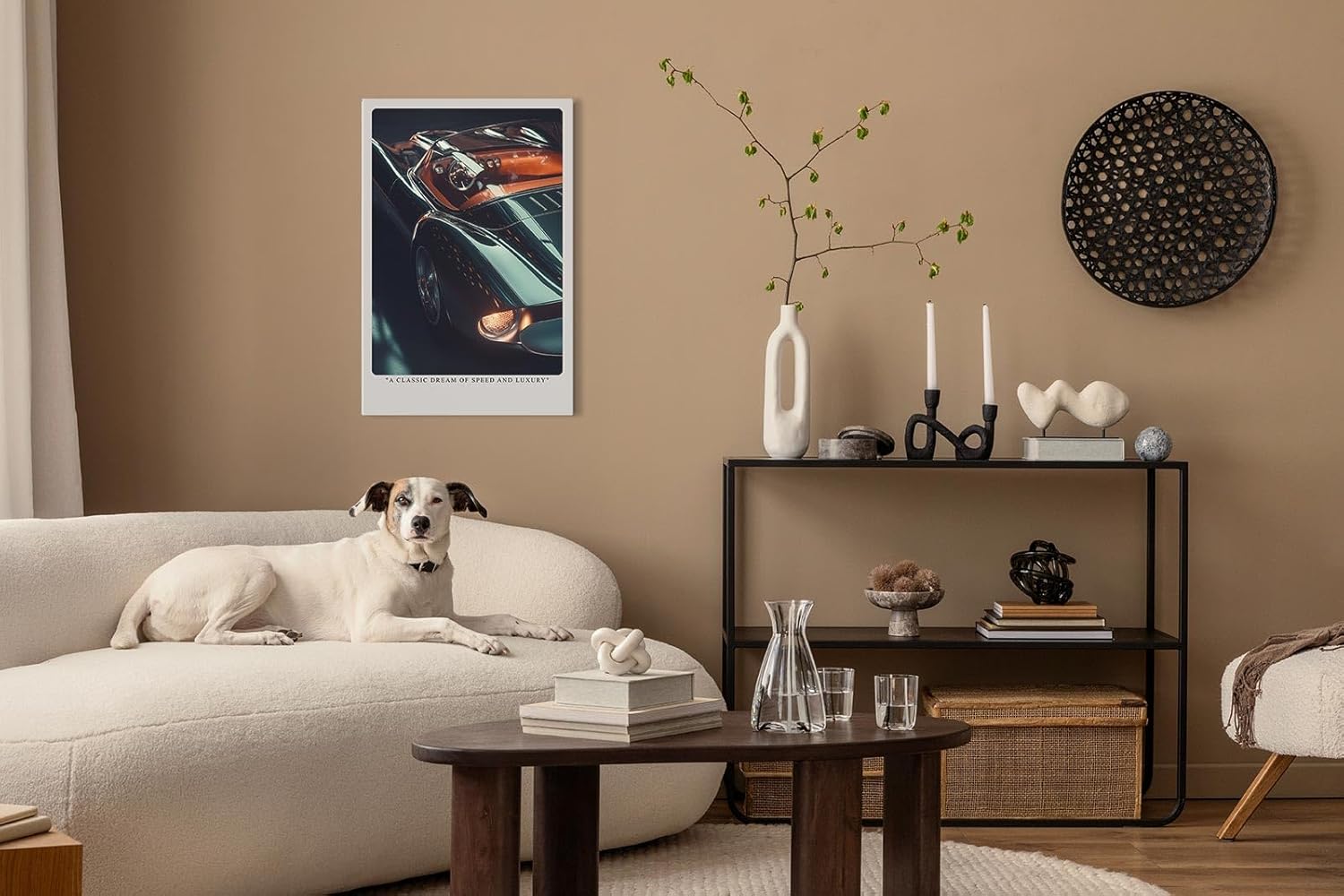 Paul Sinus Leinwandbild 60x90cm Leinwandbild Klassischer Traum aus Geschwindigkeit und Luxus – Elegantes Retro-Sportwagen-Design, glänzende Karosserie