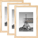 upsimples 3 Pack Bilderrahmen A4 Holz, Picture Frame Holz für Fotos, Bilder, Poster