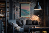 Paul Sinus Wandbild in 40x60cm Pastellfarbenes Meer bei Sonnenuntergang mit sanften Wellen und rosa-blauem Himmel
