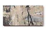 Sinus Art Wandbild 120x80cm Abstrakte Komposition aus Stempeln, Marken und Schriften auf neutralem Hintergrund