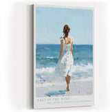 Paul Sinus Wandbild in 40x60cm Frau im weißen Kleid am Meer – harmonisches Küstenmotiv in impressionistischer Malweise für entspannende Wohnraumgestaltung