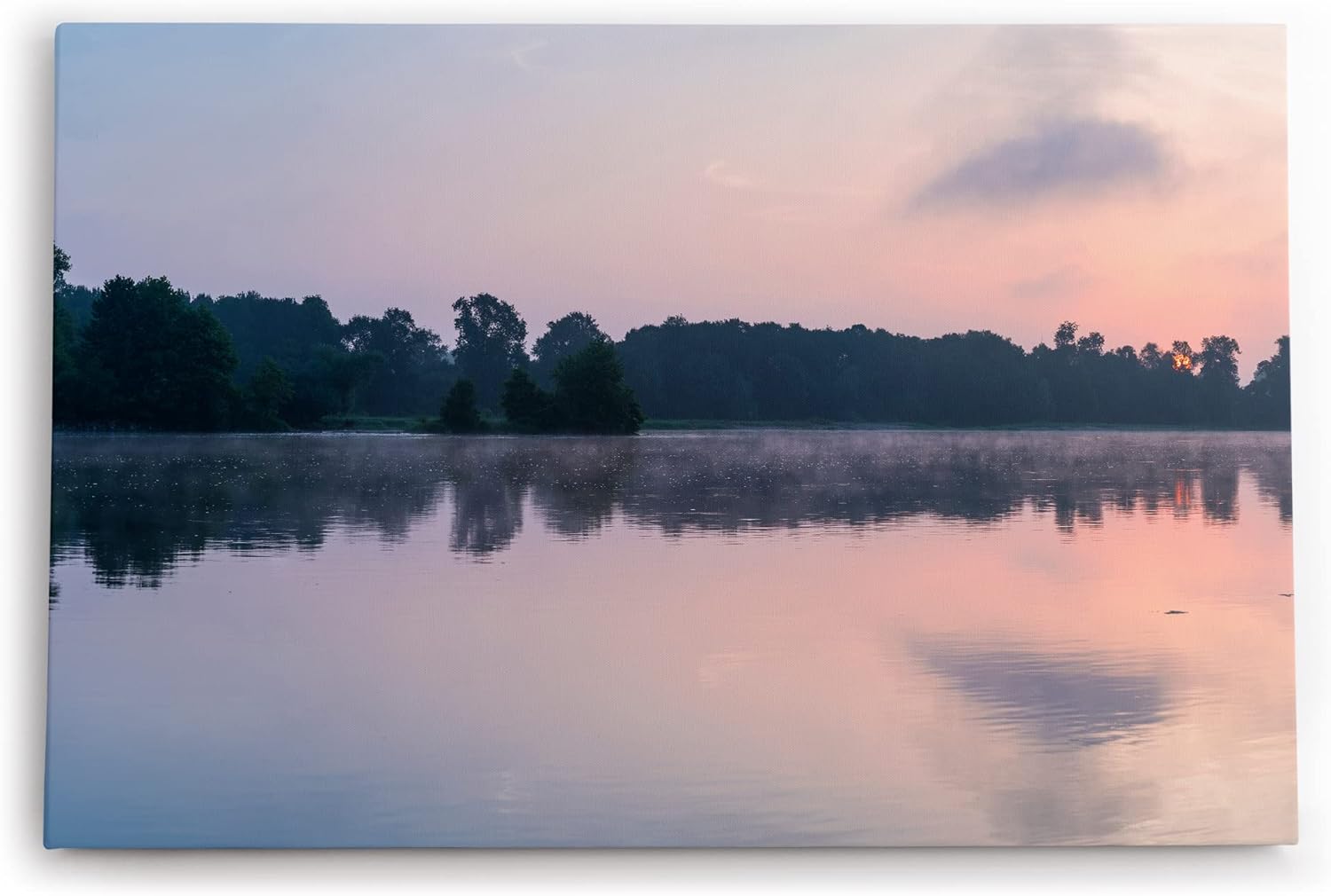 Paul Sinus Wandbild 120x80cm Sonnenuntergang See Bäume Landschaftsbild