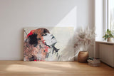 Sinus Art Wandbild 120x80cm Farbenstarkes Porträt einer Frau mit emotionaler Mimik und malerischer Abstraktion