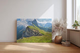 Sinus Art Wandbild 120x80cm Atemberaubende Berglandschaft mit dramatischen Felsformationen und saftigem Grün