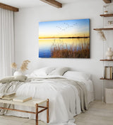 Paul Sinus Wandbild 120x80cm See Abendröte Sonnenuntergang Vögel Natur Horizont