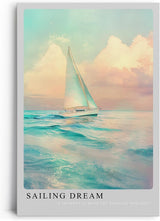 Paul Sinus Leinwandbild 60x90cm verträumtes Segelboot auf dem offenen Meer in sanften Pastelltönen – kunstvolles Leinwandbild für stilvolle Raumgestaltung