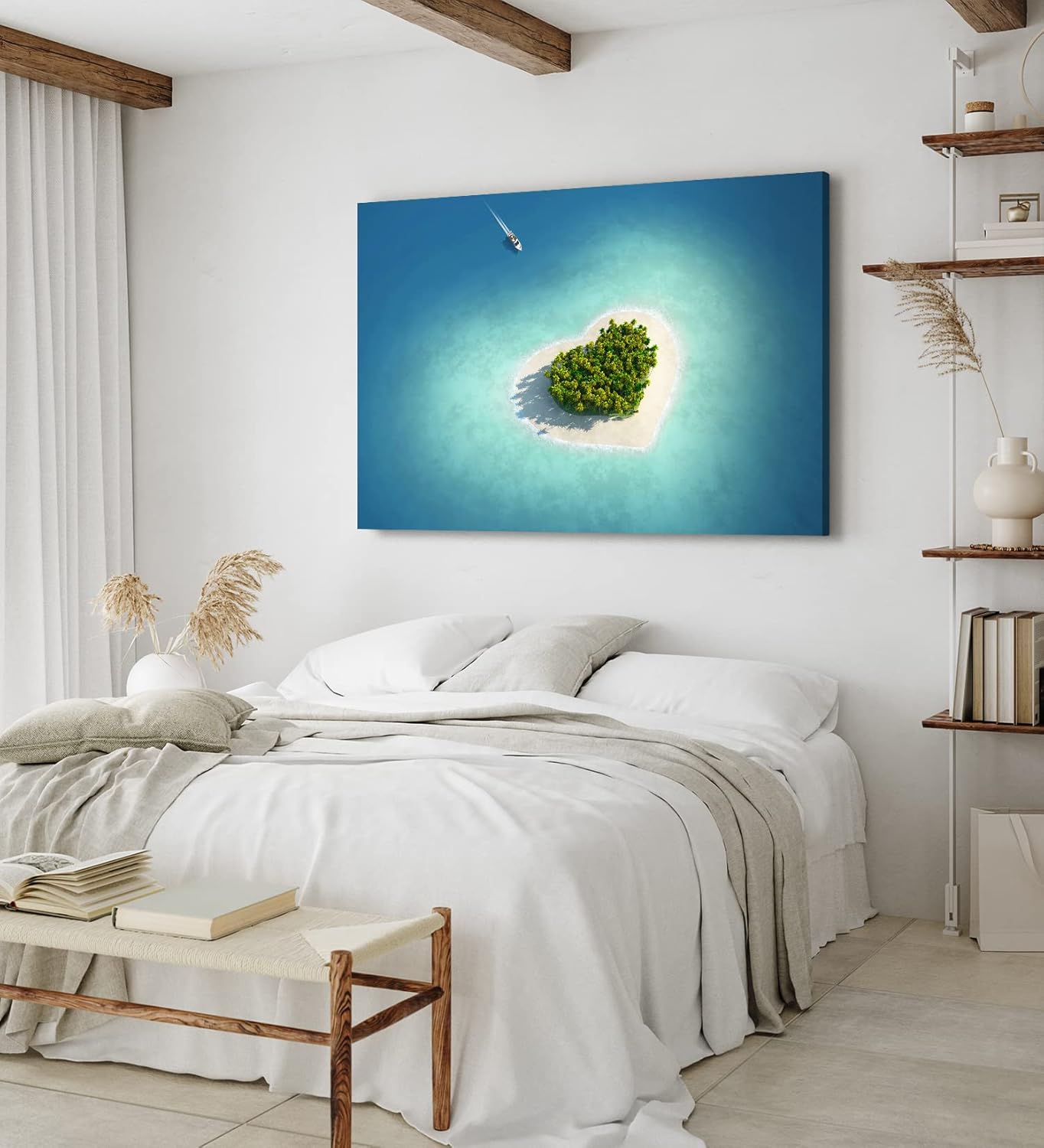 Wandbild 120x80cm Herzinsel Insel Herz Malediven Sommer Paradies