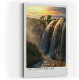 Paul Sinus Wandbild 60x90cm Twilight Cascade mit Wasserfall in goldenem Licht der Abenddämmerung