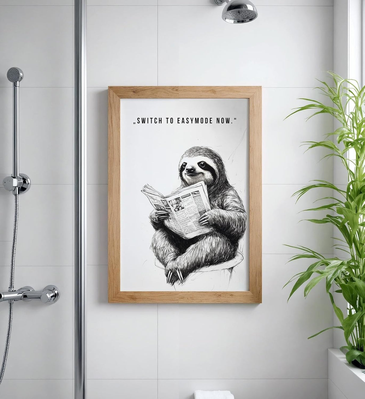 Paul Sinus Poster/Leinwandbild/Rahmenoption Lustiges Faultierbild – Witzige Klo-Deko fürs Gäste-WC – Perfekt für Entspannte