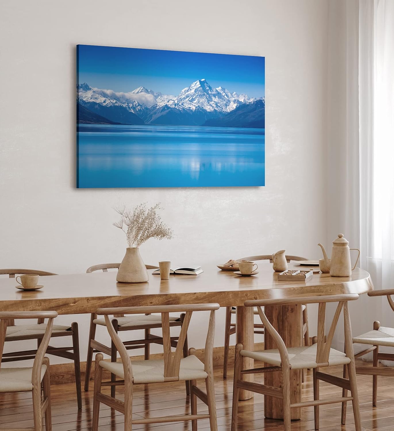 Paul Sinus Wandbild 120x80cm Berge Bergsee Alaska Schnee Blau Schneegipfel See
