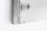 Paul Sinus Wandbild 120x80cm Berge See Fischerboot Schwarz Weiß Baum Kunstvoll
