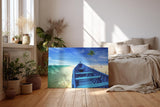 Sinus Art Wandbild 120x80cm Das Boot in der Bildmitte lenkt den Blick hinaus aufs offene Meer und vermittelt Fernweh