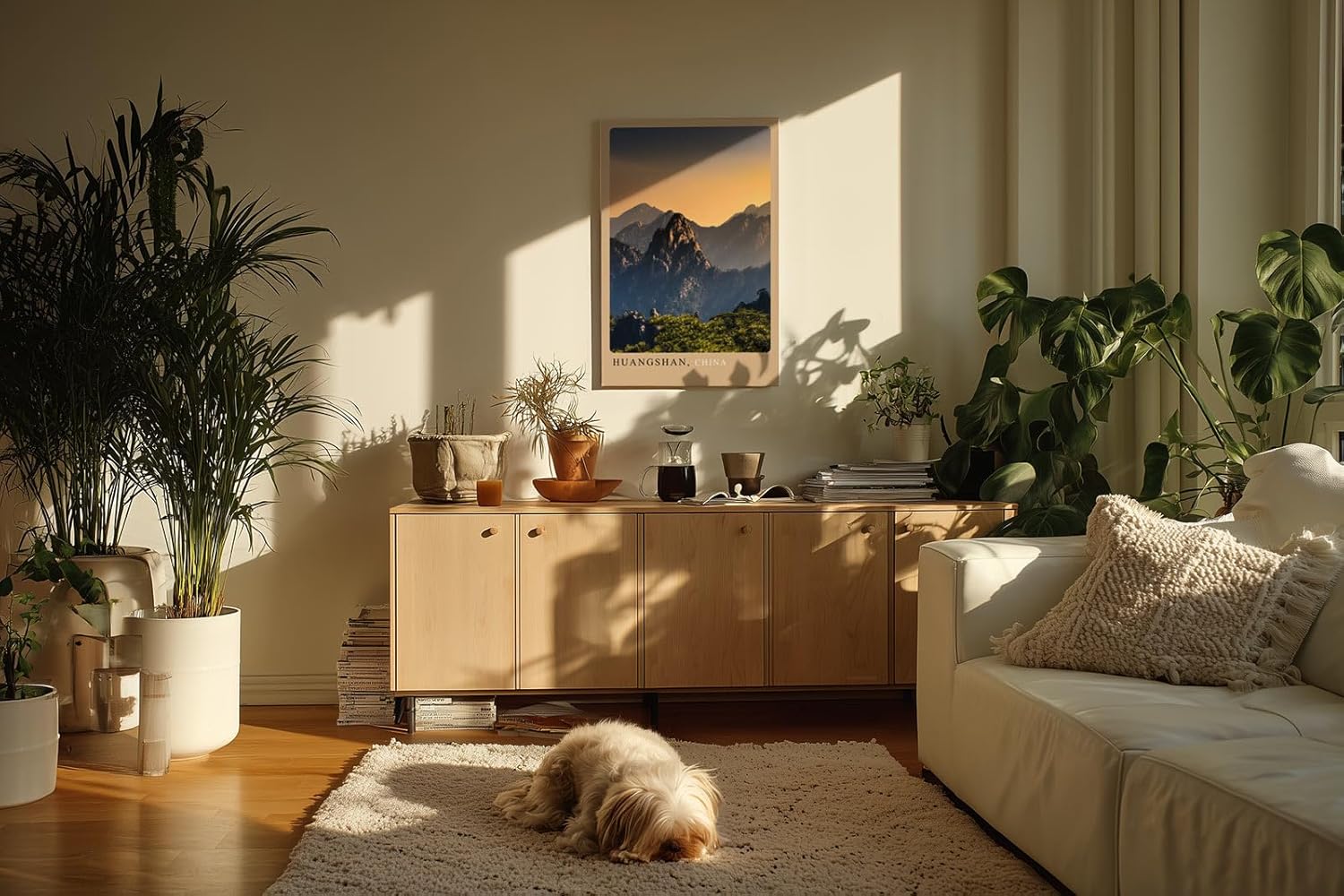 Paul Sinus Kunstdruck 40x60cm Huangshan – Nebliges Bergpanorama aus Chinas Osten bei Sonnenuntergang