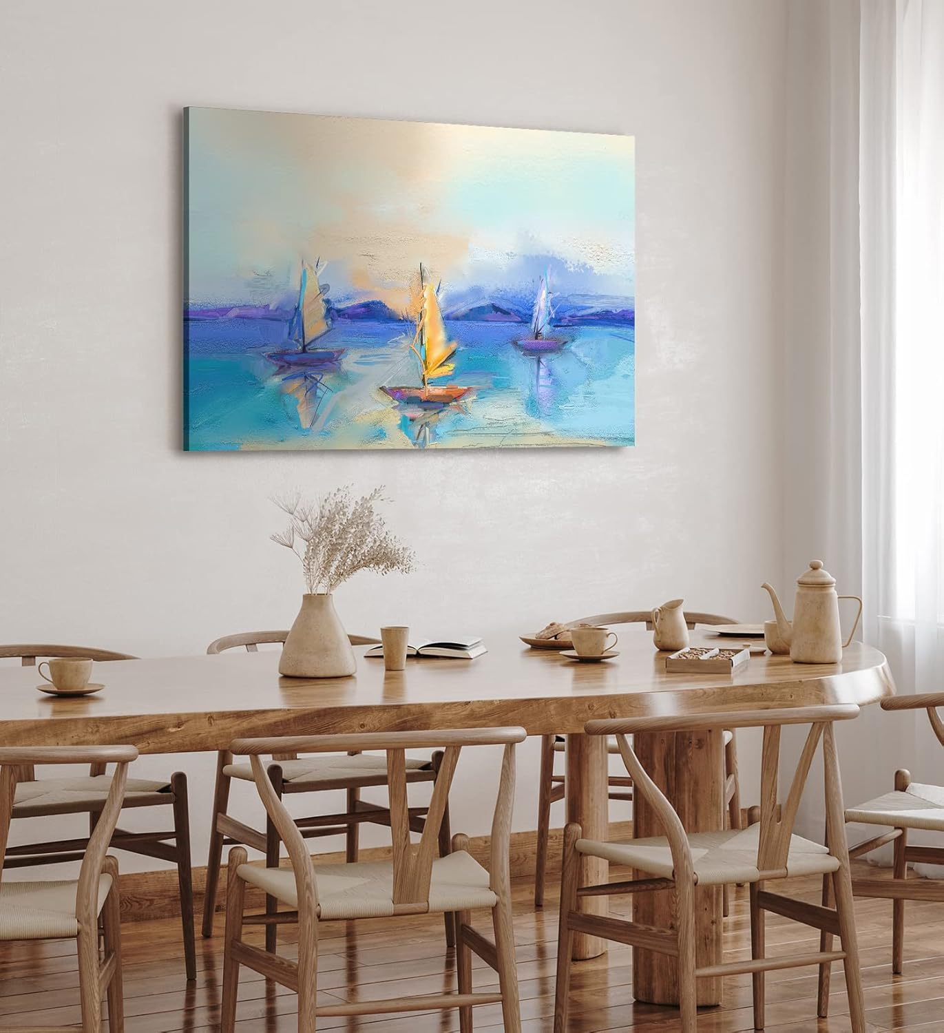 Paul Sinus Wandbild 120x80cm Segelschiffe Segelboote Segeln Meer Sonnenuntergang Abstrakt