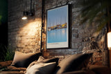 Paul Sinus Kunstdruck 40x60cm Civitavecchia Hafen in der Dämmerung – mediterrane Stimmung mit Segelbooten und Lichtreflexen
