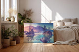 Sinus Art Wandbild 120x80cm Bergsee mit kleinen Inseln und sanfter Lichtstimmung – romantisch und naturverbunden