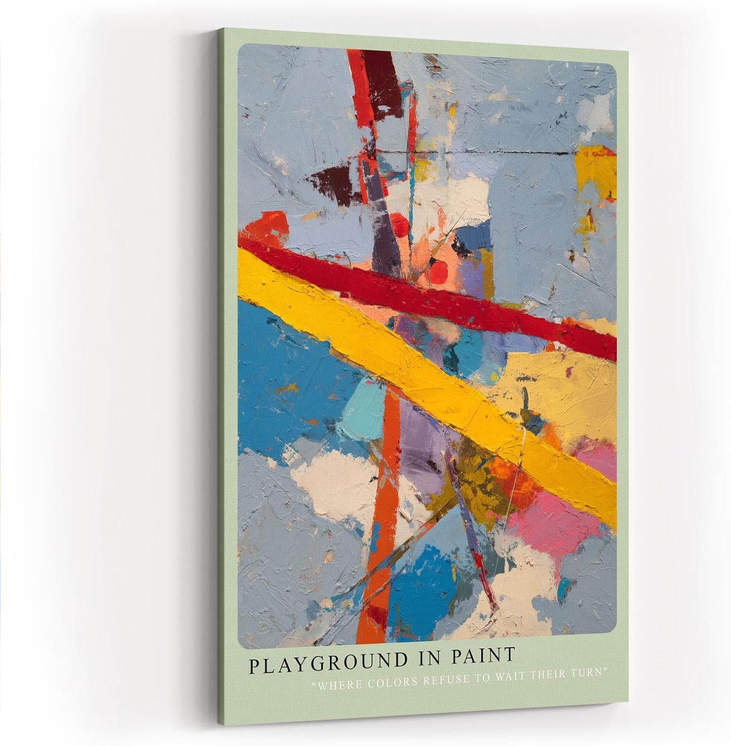 Paul Sinus Wandbild in 40x60cm Playground in Paint Abstraktes Farbspiel mit diagonalen Linien und vielfältigen Farbflächen in pastoser Struktur